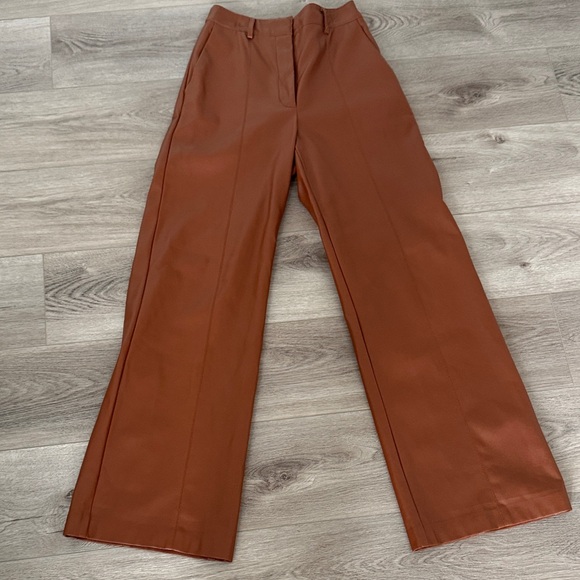 Dynamite Pants - Dynamite Wide-Leg faux leather in Rust Brown